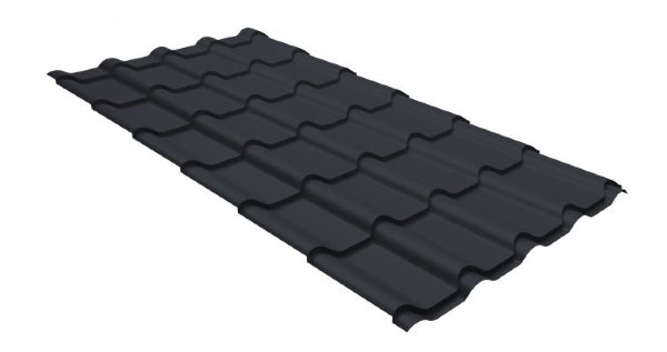 Металлочерепица камея GL 0,5 GreenCoat Pural RR 23 темно-серый (RAL 7024 мокрый асфальт) купить в Саратове