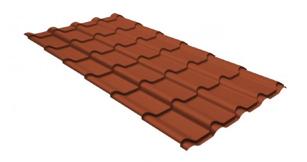 Металлочерепица камея GL 0,5 GreenCoat Pural RR 750 кирпично-красный (RAL 8004 терракота) купить в Саратове