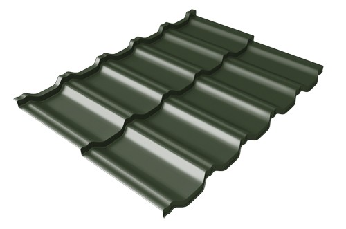 Металлочерепица модульная Квинта Uno Grand Line c 3D резом 0,5 GreenСoat Pural RR 11 темно-зеленый (RAL 6020 хромовая зелень) купить в Саратове