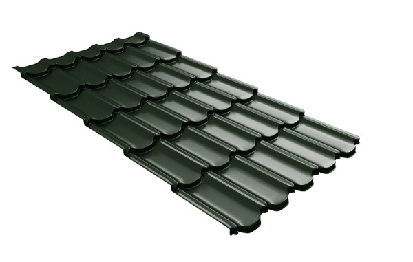 Металлочерепица квинта плюс с 3D резом 0,5 GreenСoat Pural Matt RR 11 темно-зеленый (RAL 6020 хромовая зелень) купить в Саратове
