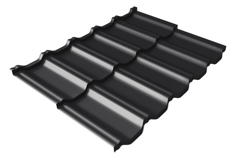 Металлочерепица модульная Квинта Uno Grand Line c 3D резом 0,5 GreenСoat Pural Matt RR 33 черный (RAL 9005 черный) купить в Саратове