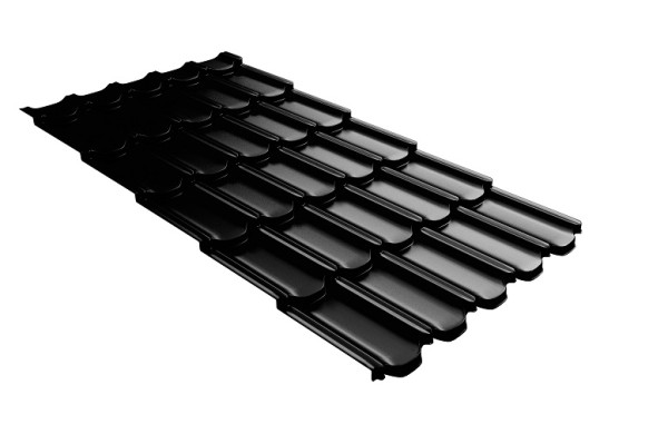 Металлочерепица квинта плюс с 3D резом 0,5 GreenСoat Pural Matt RR 33 черный (RAL 9005 черный) купить в Саратове