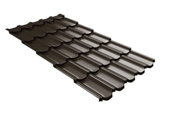 Металлочерепица квинта плюс с 3D резом 0,5 GreenСoat Pural RR 32 темно-коричневый (RAL 8019 серо-коричневый) купить в Саратове