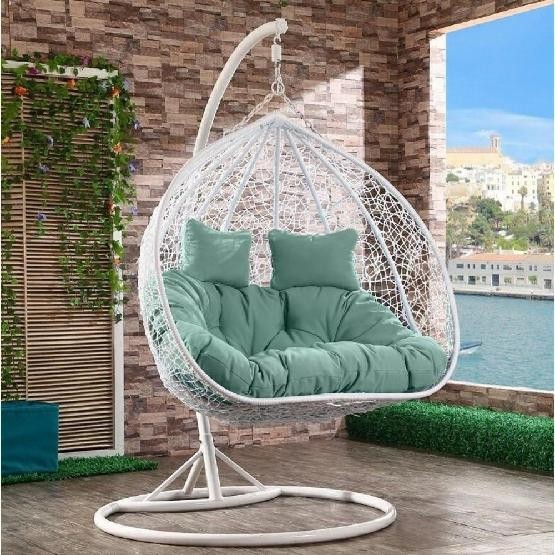 Кресло Подвесное из искусственного ротанга AFM-109A White/Green купить в Саратове