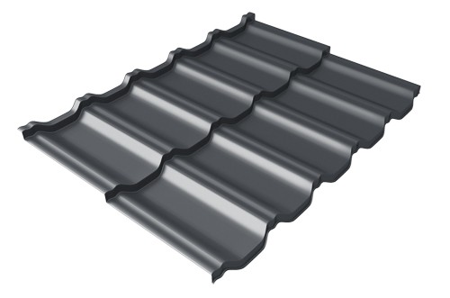 Металлочерепица модульная Квинта Uno Grand Line c 3D резом 0,45 Drap RAL 7024 мокрый асфальт купить в Саратове