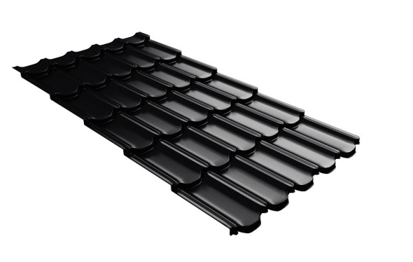 Металлочерепица квинта плюс с 3D резом 0,5 Satin RAL 9005 черный купить в Саратове